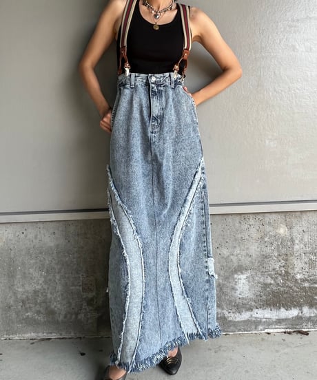 remake denim long skirt