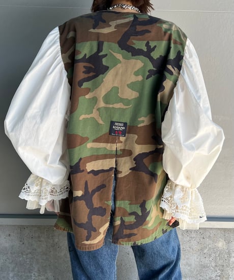 remake ballon sleeve military jacket A