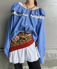 remake lace veil denim  shirt