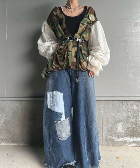 remake balloon sleeve military jacket