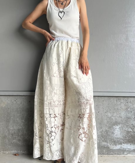 remake vintage lace wide pants B