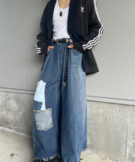 remake wide volume denim pants A