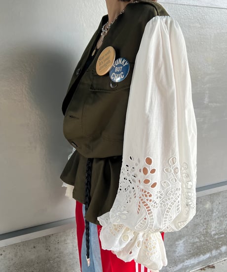 remake balloon sleeve military jacket