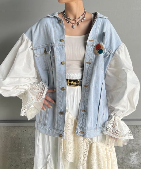 remake baloon sleeve pocket denim jacket