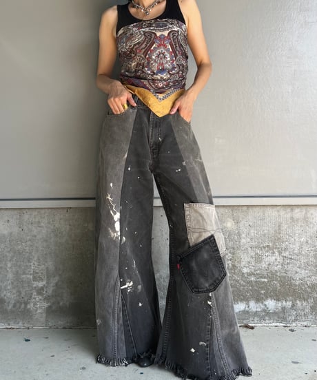 remake wide volume denim pants