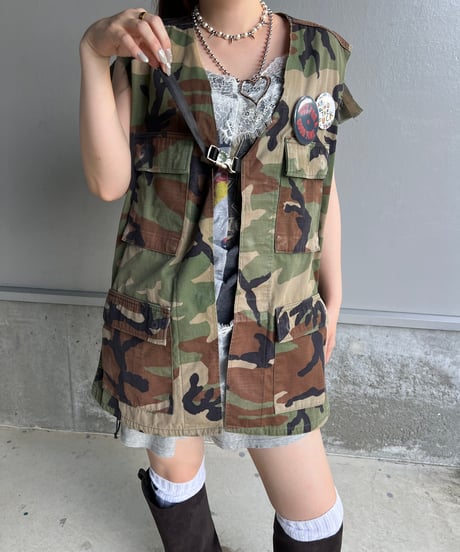 remake military frill vest