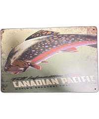 新品 ブリキ看板 カナディアンパシフィック 鉄道 トラウト 魚 レトロ ヴィンテージ 旅行ポスター 壁掛け インテリア 横30cm×縦20cm