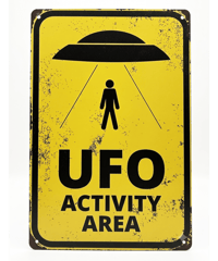 ブリキ看板 UFO エイリアン 宇宙人 宇宙 飛行船 アブダクション WARNING レトロ インテリア 壁飾り