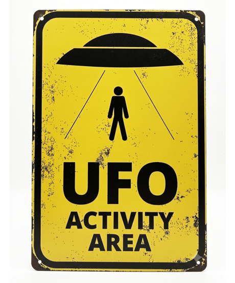 ブリキ看板 UFO エイリアン 宇宙人 宇宙 飛行船 アブダクション WARNING レトロ インテリア 壁飾り