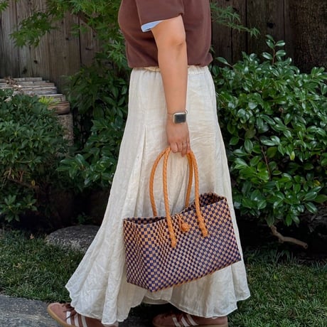 【7月27日(月)〜7月31日(金)発送】 BOSTON BAG No.15  'gingham' _ Blueberry Pie