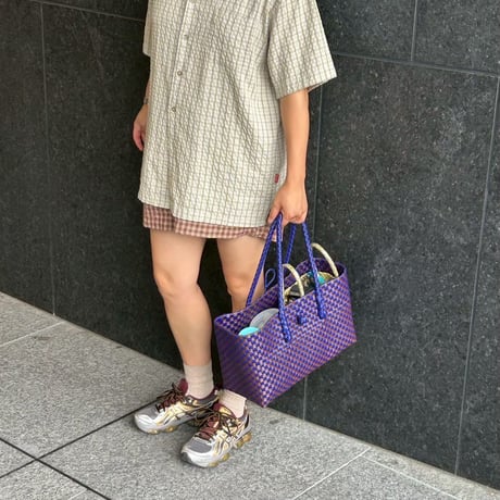 【7月13日(月)〜7月17日(金)発送】 BOSTON BAG No.21 'gingham' _ Azzurro e Marrone