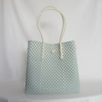 【8月31日(月)〜順次発送】 Gummy Bag No.38 (Size: L) ' gingham ' _Dusty Blue Fizz