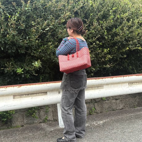 【10月19日(月)〜10月23日(金)発送】 BOSTON BAG No.26  'gingham' _ Poppy