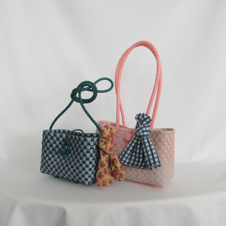 【8月24日(月)〜8月28日(金)発送】 Bag×Handkerchief［I］Hello bag ' gingham ' _ Lotus Pond