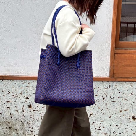 【11月2日(月)〜11月6日(金)発送】Gummy Bag No.504 (Size: L) ' gingham ' _Azzuro e Marrone