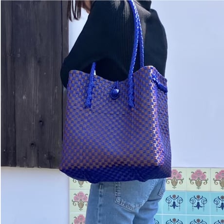 【11月2日(月)〜11月6日(金)発送】Gummy Bag No.504 (Size: L) ' gingham ' _Azzuro e Marrone