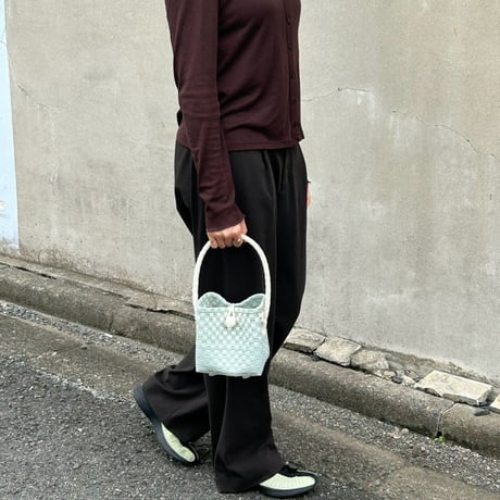 【10月13日(火)〜10月16日(金)発送】 BÉBÉ BAG No.15 ' gingham ' _ Dusty Blue Fizz