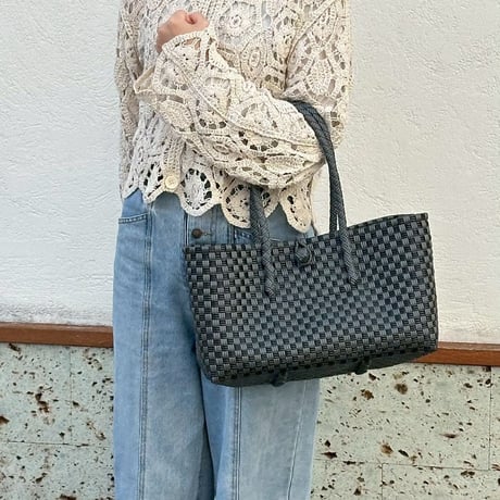 【7月27日(月)〜7月31日(金)発送】 BOSTON BAG No.13  'gingham' _Charcoal Clay