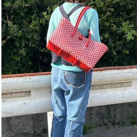 【10月19日(月)〜10月23日(金)発送】 BOSTON BAG No.26  'gingham' _ Poppy