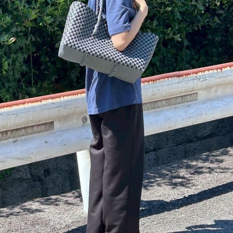 【7月27日(月)〜7月31日(金)発送】 BOSTON BAG No.13  'gingham' _Charcoal Clay
