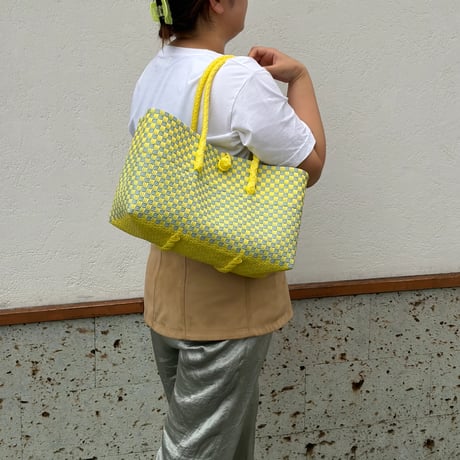 【7月13日(月)〜7月17日(金)発送】 BOSTON BAG No.27  'gingham' _ Lemongrass