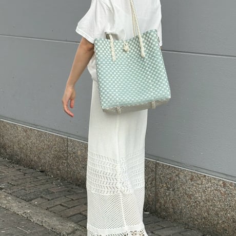 【8月24日(月)〜8月28日(金)発送】 Gummy Bag No.23 (Size: M) ' gingham ' _Dusty Blue Fizz