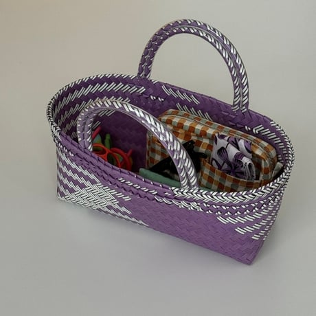 【8月17日(火)〜8月21日(金)発送】 Bag×Handkerchief［H］Mekearibag BOUQUET (cross) _ Soda × yasashii Purple