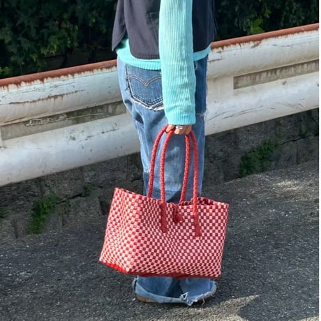 【10月19日(月)〜10月23日(金)発送】 BOSTON BAG No.26  'gingham' _ Poppy