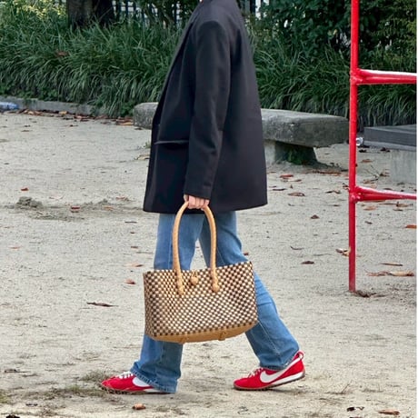 【10月13日(火)〜10月16日(金)発送】 BOSTON BAG No.13  'gingham' _Caramel Mocha