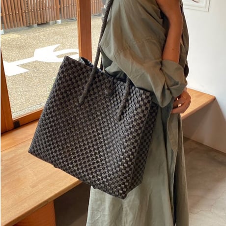 【9月14日(月)〜9月18日(金)発送】 Gummy Bag No.27 (Size: L) ' gingham ' _Charcoal Clay