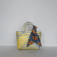 【10月13日(火)〜10月16日(金)発送】 Bag×Handkerchief［D］Mekearibag (Size : S) _ Yellow Silver (cross)