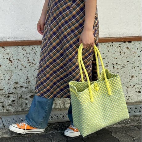 【8月10日(月)〜順次発送】 Gummy Bag No.27 (Size: L) ' gingham ' _Lemongrass