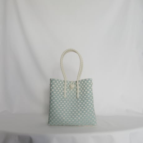 【8月24日(月)〜8月28日(金)発送】 Gummy Bag No.12 (Size: S) ' gingham ' _Dusty Blue Fizz