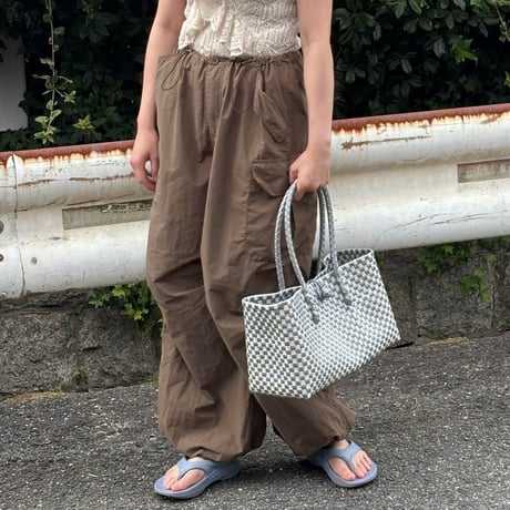 【9月7日(月)〜9月11日(金)発送】 BOSTON BAG No.20  'gingham' _ Silver Obscura