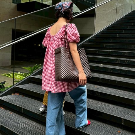 【7月13日(月)〜7月17日(金)発送】 Gummy Bag No.25 (Size: L) ' gingham ' _Urban Taupe