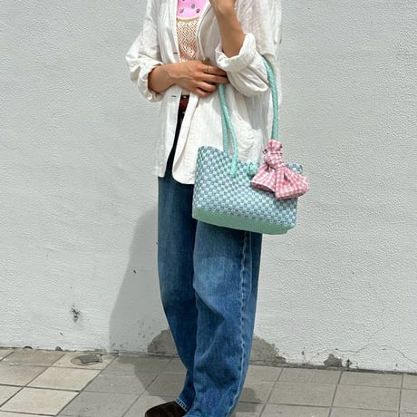 【8月31日(月)〜順次発送】 Bag×Handkerchief［H］Panini 'gingham'_Orchid Dew