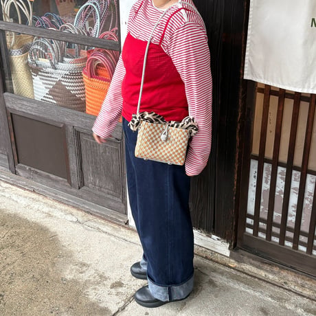【10月5日(月)〜10月9日(金)発送】  Bag×Handkerchief［G］Hello bag ' gingham ' _ Moon