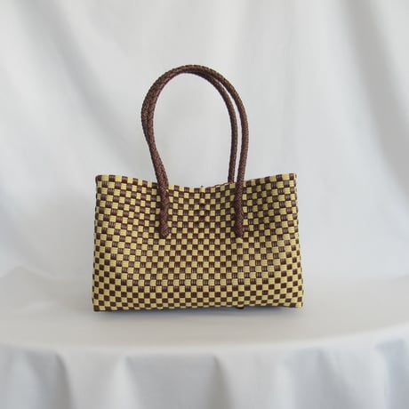 【7月27日(月)〜7月31日(金)発送】 BOSTON BAG No.14  'gingham' _ Hazelnut