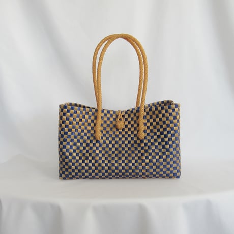 【7月27日(月)〜7月31日(金)発送】 BOSTON BAG No.15  'gingham' _ Blueberry Pie