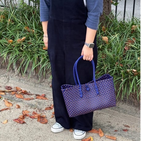 【10月13日(火)〜10月16日(金)発送】 BOSTON BAG No.16 'gingham' _Azzurro e Marrone