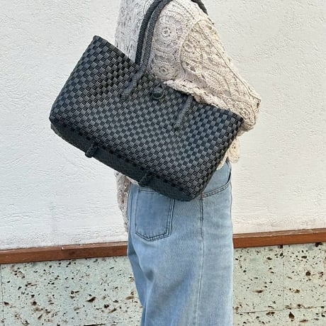 【7月27日(月)〜7月31日(金)発送】 BOSTON BAG No.13  'gingham' _Charcoal Clay