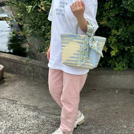 【7月21日(火)〜7月24日(金)発送】 Bag×Handkerchief［B］Mekearibag (Size : S) _Yasashii Blue×Butter