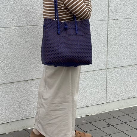 【10月13日(火)〜10月16日(金)発送】 Gummy bag No.24 (Size: L) 'gingham'_Azzurro e Marrone