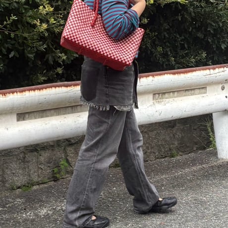 【10月19日(月)〜10月23日(金)発送】 BOSTON BAG No.26  'gingham' _ Poppy