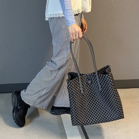 【10月26日(月)〜10月30日(金)発送】 Gummy Bag No.30 (Size: L) ' gingham ' _Charcoal Clay