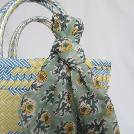 【7月21日(火)〜7月24日(金)発送】 Bag×Handkerchief［B］Mekearibag (Size : S) _Yasashii Blue×Butter