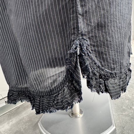【ARCHIVE STANCE】cupro stripe maxi frill hem dress