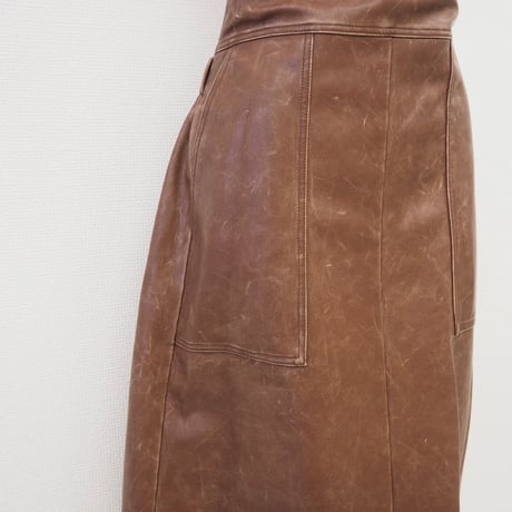 【PROVOKE】 pigment fake leather apron dress
