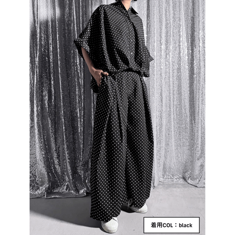 【PROVOKE】dot tuck super wide pants