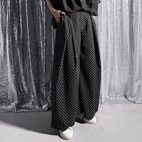 【PROVOKE】dot tuck super wide pants